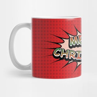 Comic Book Style 'Merry Christmas' Message on Red Mug